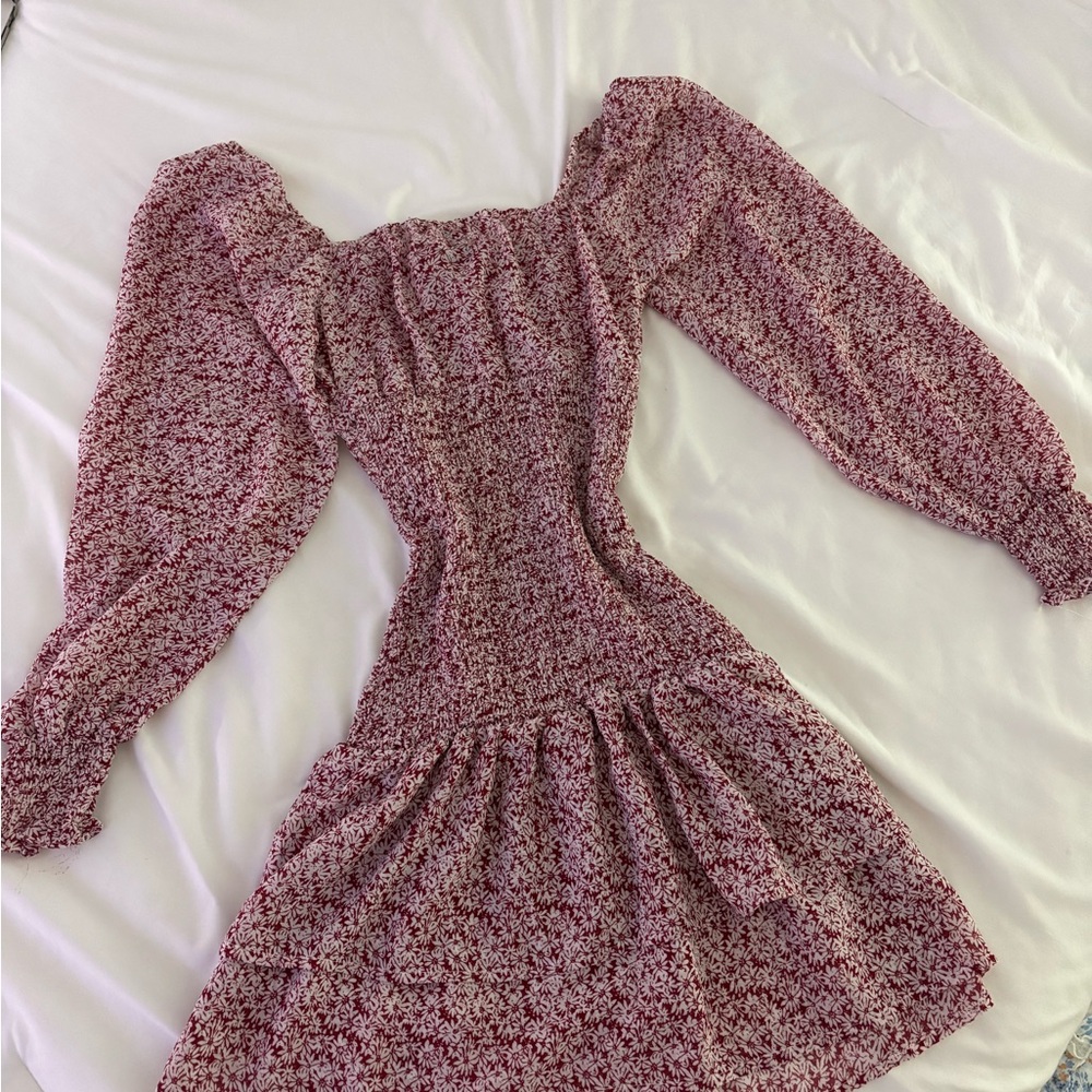Princess Polly Long Sleeve Floral Dress in Red